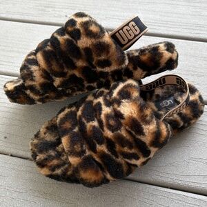 Ugg Kids Fluff Yeah Slide Slippers Leopard Print